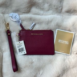 NWT MICHAEL MICHAEL KORS Jet Set Small Coin Purse in Gold/Berry